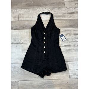 Universal Thread black denim halter romper shorts size 2